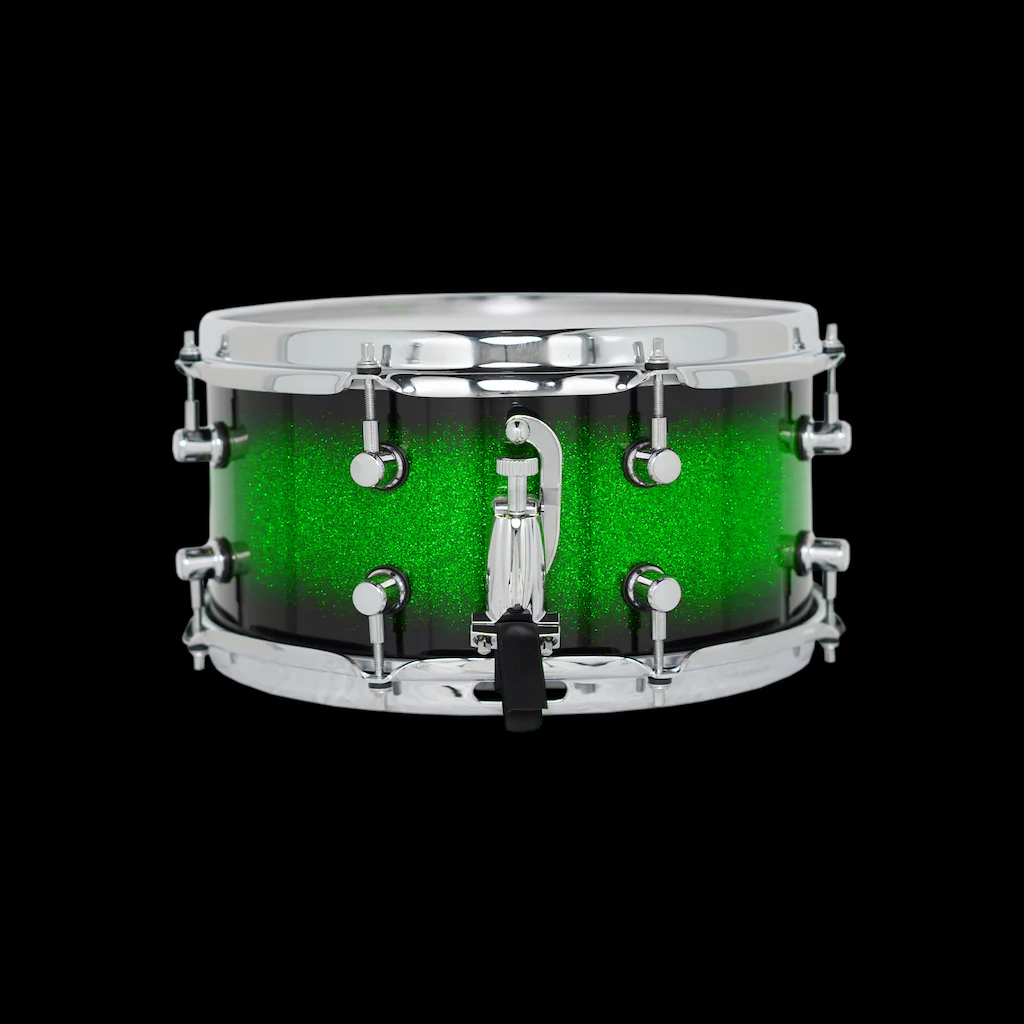 Chaos Legend 13x6.5 Snare Drum - Green Sparkle Burst - Image 2