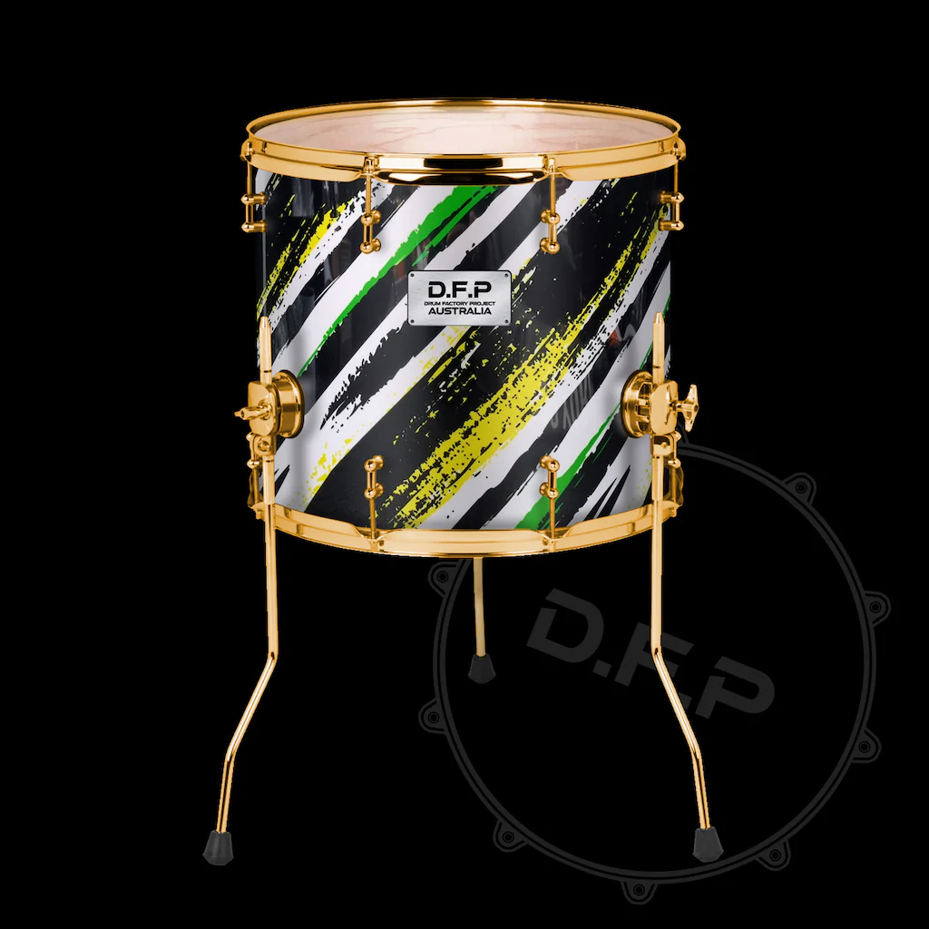 DFP Drum Wrap - Black, White, Yellow & Green Graffiti - Image 3