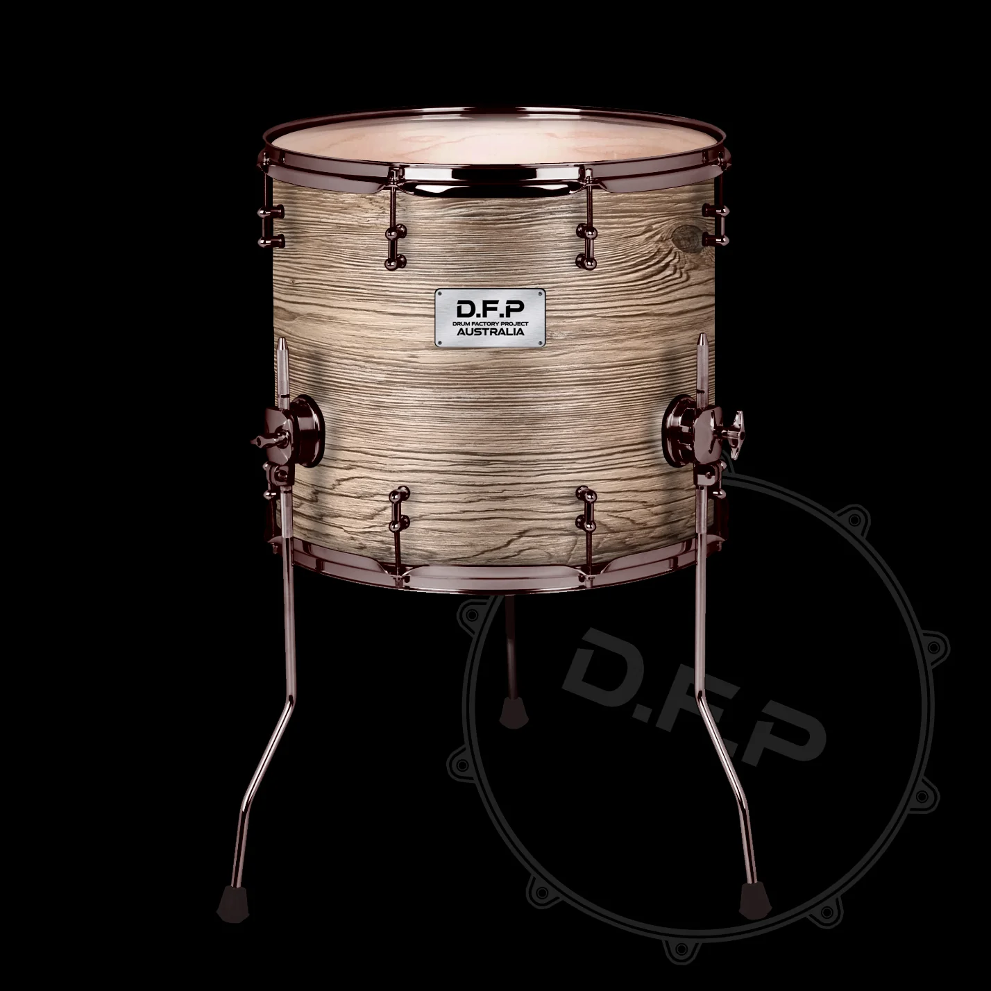 DFP Drum Wrap - Brown Wood Grain Burl - Image 2