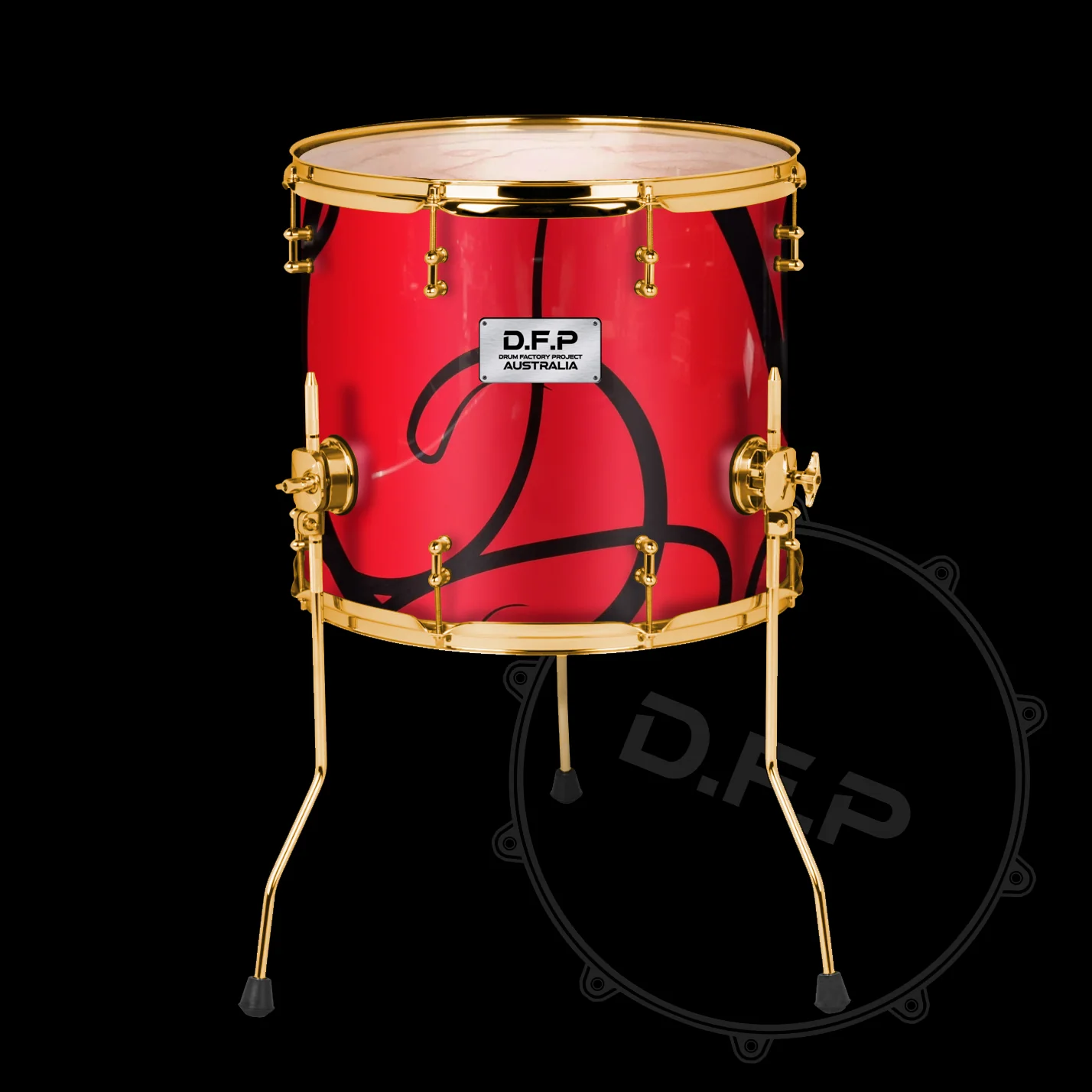 DFP Drum Wrap - Red & Back Swirls - Image 3