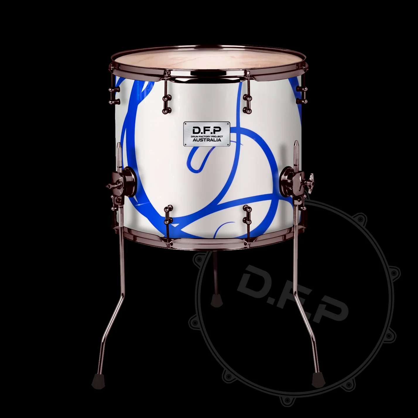 DFP Drum Wrap - White & Blue Swirls - Image 2